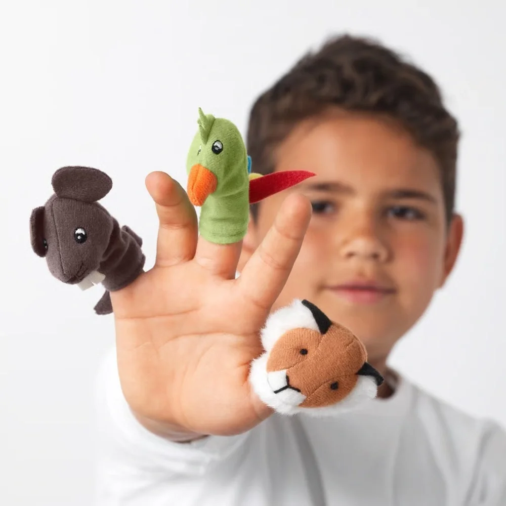 10 Colorful Animal Finger Puppets Set
